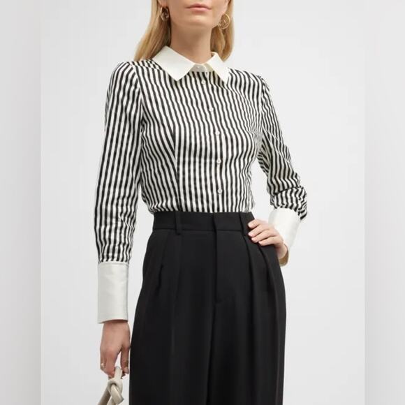 Alice + Olivia Melia Fitted Button Down Top L - Picture 4 of 8